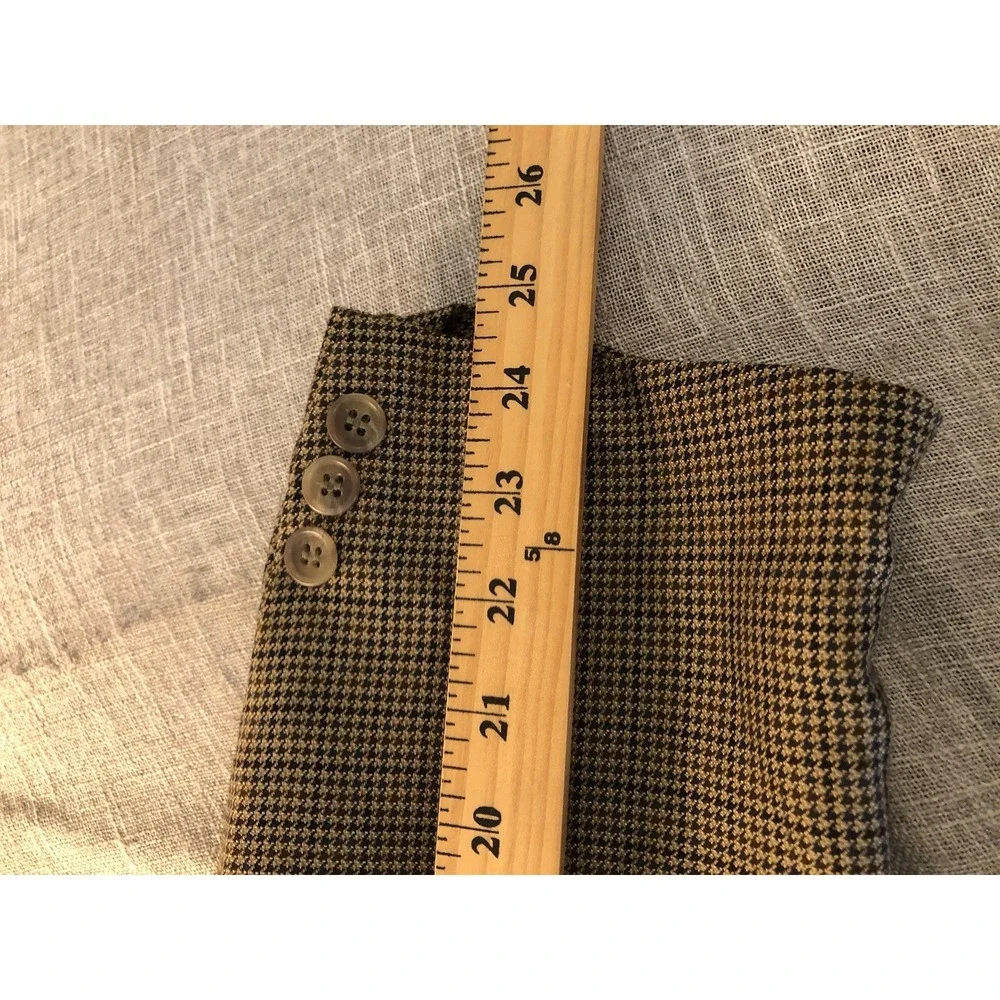 Hart Schaffner Marx Blazer Mens 46L Brown Houndstooth Wool Sport Coat Jacket USA